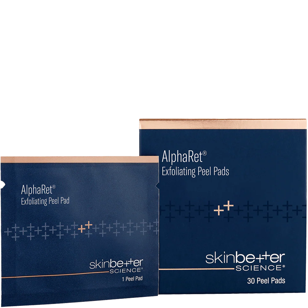 SkinBetter AlphaRet Exfoliating Peel Pads, product packaging, at FRZN Aesthetics in Frisco, TX