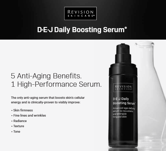 Revision DEJ Boosting Serum, key benefits and results, at FRZN Aesthetics in Frisco, TX