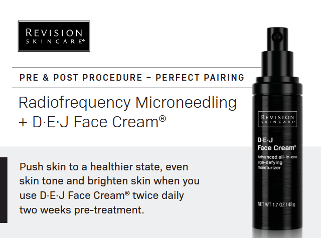 Revision DEJ Face Cream, microneedling recovery benefits, at FRZN Aesthetics in Frisco, TX