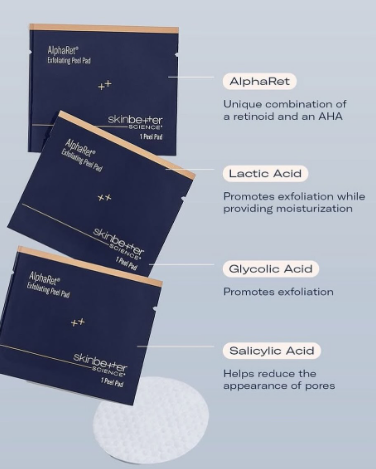 SkinBetter AlphaRet Exfoliating Peel Pads, ingredient highlights, at FRZN Aesthetics in Frisco, TX