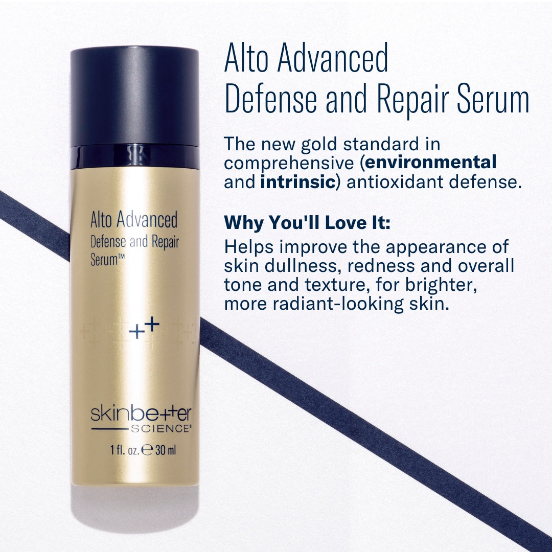 SkinBetter Alto Advanced Defense and Repair Serum, styled product shot, at FRZN Aesthetics in Frisco, TX