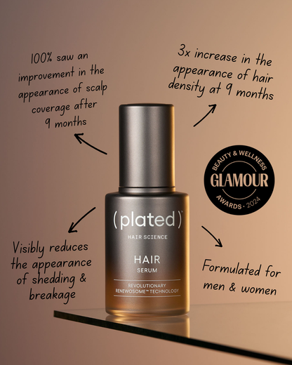 Plated HAIR Serum, key benefits and results, at FRZN Aesthetics in Frisco, TX