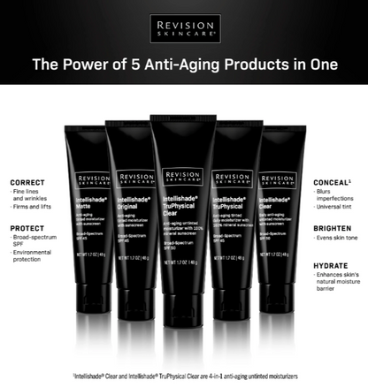 Revision Intellishade Clear SPF 50, anti-aging benefits, at FRZN Aesthetics in Frisco, TX