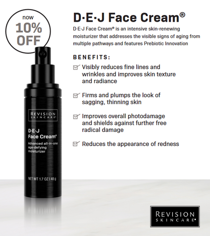 Revision DEJ Face Cream, key benefits and results, at FRZN Aesthetics in Frisco, TX