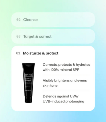 Revision Intellishade TruPhysical SPF 45, protection and correction benefits, at FRZN Aesthetics in Frisco, TX