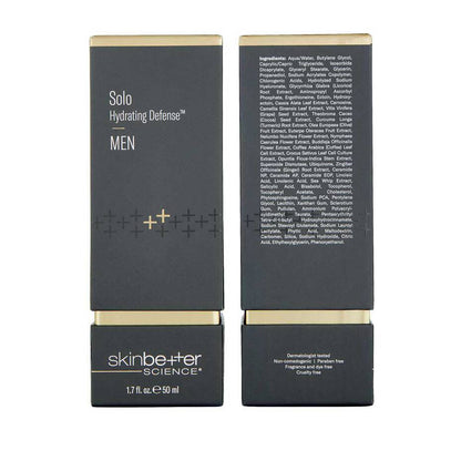 SkinBetter Solo Hydrating Defense for Men, product packaging, at FRZN Aesthetics in Frisco, TX