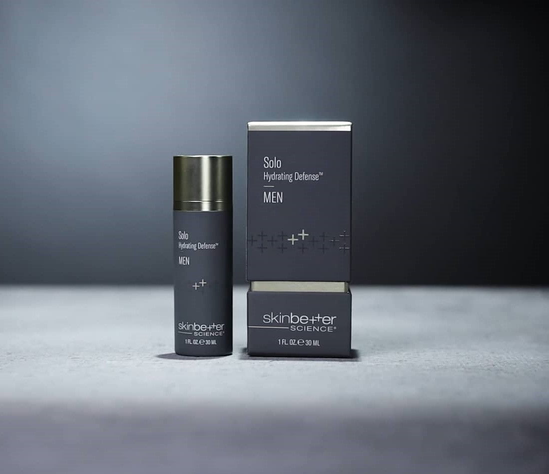 SkinBetter Solo Hydrating Defense for Men, styled product shot, at FRZN Aesthetics in Frisco, TX