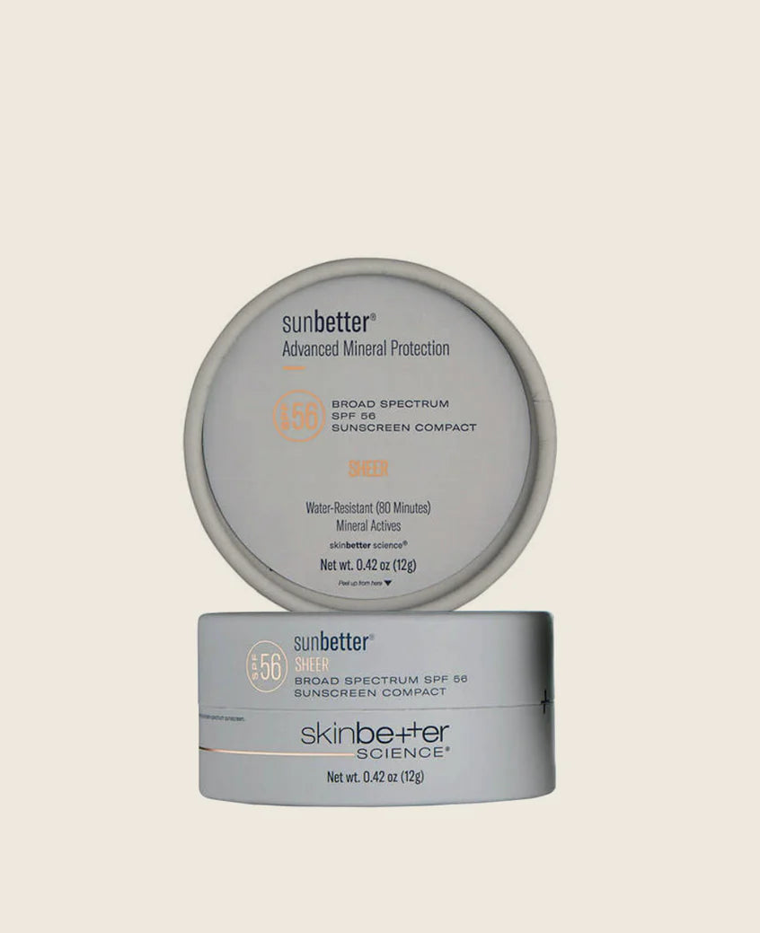 SkinBetter SunBetter Sheer Mineral SPF 56 Compact, product packaging, at FRZN Aesthetics in Frisco, TX